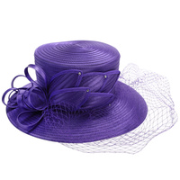 RHINESTONE BOW NETTED PAPER BRAID HAT